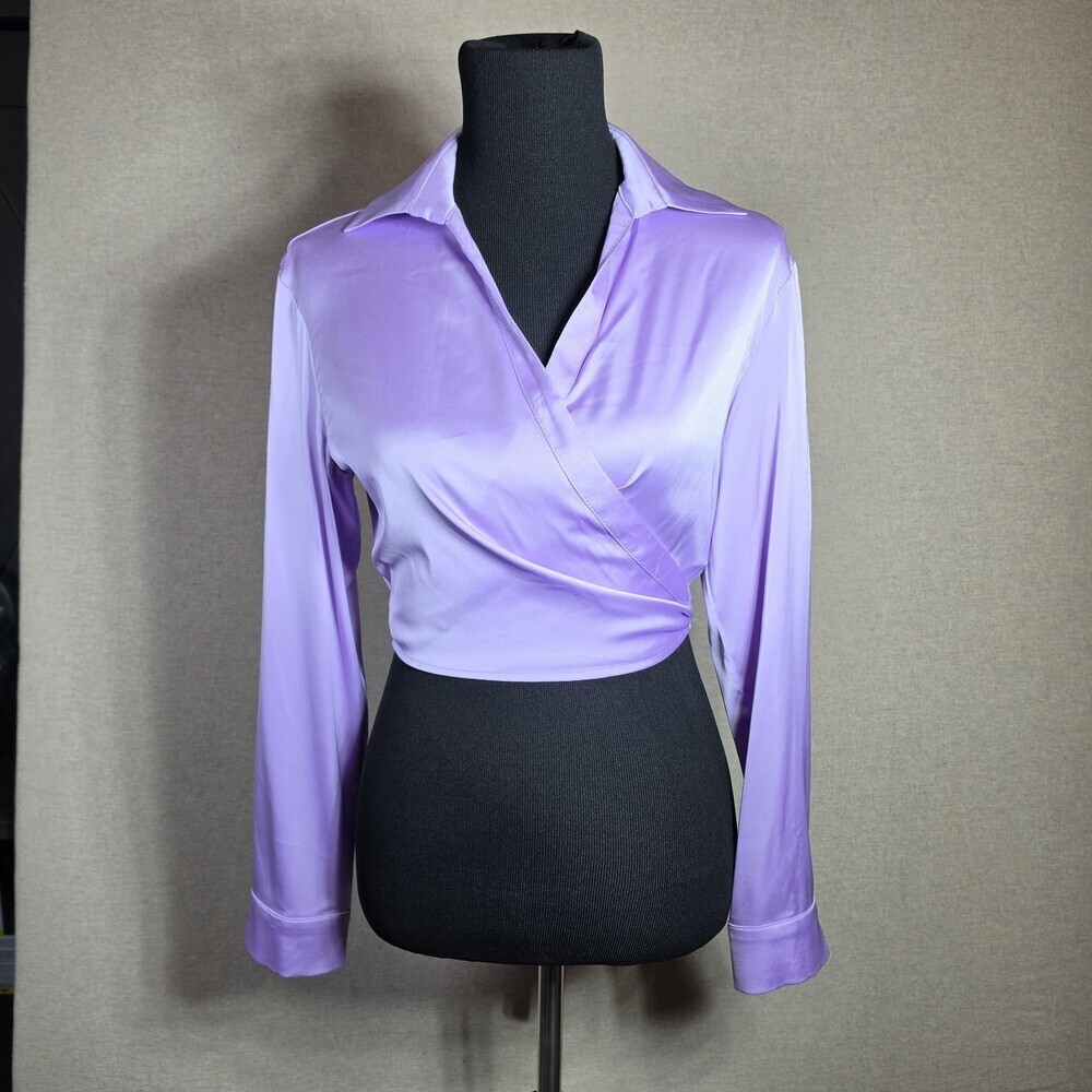 Wrap Top Blouse Womens S/M Unbranded Polyester Satin